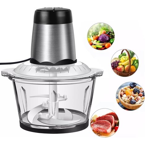Hachoir à viande électrique Hachoir à viande avec bol en verre d'une capacité de 1.6L, 4 lames tranchantes durables, 2 vitesses réglables pour la viande, les légumes, les fruits et les noix (1/5)