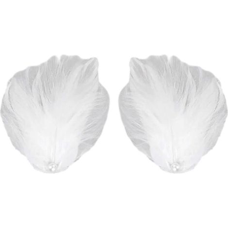 paire de pinces à cheveux à plumes blanches et noires, style jupe de ballet, pour usage quotidien, pour un anniversaire ou un bal.-White (1/5)