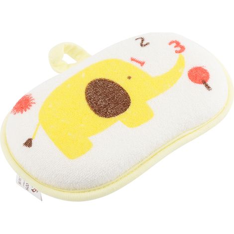 Gant de douche bébé coton motif éléphant mignon, éponge lavage douce accessoire jaune (1/5)