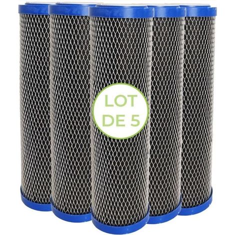 Confezione da 5 cartucce filtro acqua 2 in 1 da 10 pollici - Filtro a carbone attivo da 5 micron + anti-sedimenti