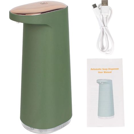 Distributeur de savon liquide mousse (vert foncé) 450 ml, mains libres, rechargeable par USB, portable, sans contact, à mousse automatique, pour salle de bain et cuisine. Idéal pour la salle de bain e (1/5)