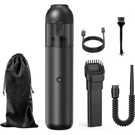 Aspirateur de voiture,4 en 1 aspirateur à main sans fil,mini aspirateur pour voiture,bureau,clavier,noir (1/5)