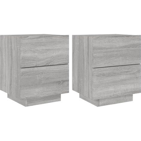 Set di 2 comodini con cassetti e LED 45 x 40 x 55 cm in multistrato grigio DEC032864