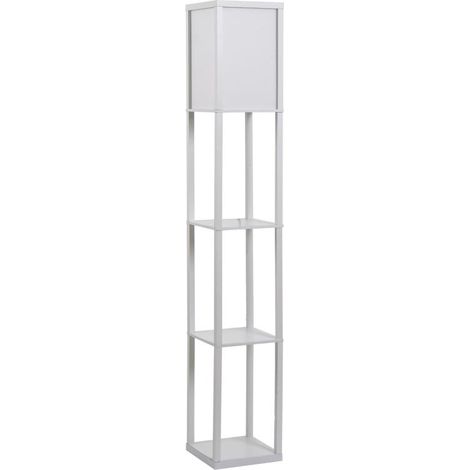 Lampadaire avec étagères, en bois, 26 x 26 x 160 cm, pour salon/chambre (ampoule non incluse) (1/5)