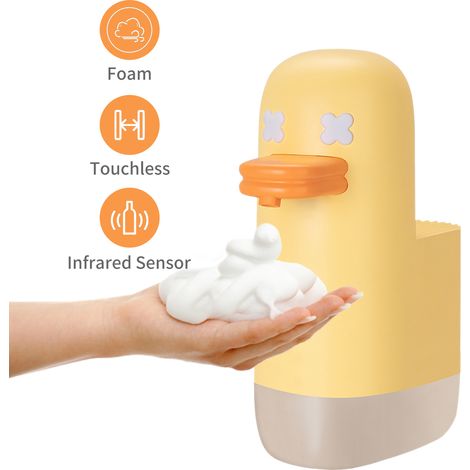 Automatischer, entenförmiger Schaumseifenspender, berührungsempfindlich, USB-aufladbar, 350 ml, gelb, für Zuhause, Küche, Bad, Büro und Hotel