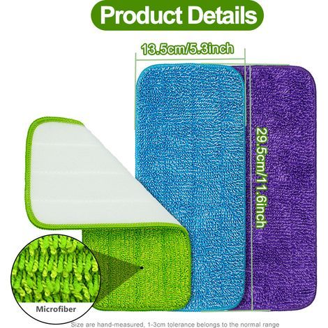 Ersatztücher für den Swiffer Wet Jet 30 cm (12 Zoll) Mikrofaser-Wischmopp: 1 violettes Tuch, 1 blaues Tuch und 1 grünes Tuch.