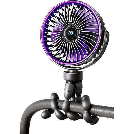 Mini ventilateur portable à pince rotatif à 3 vitesses, noir (Convient aux poussettes, sièges, berceaux, vélos, tapis roulants  fonctionne sur piles) (1/5)