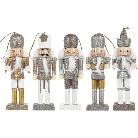 5 piezas de adornos de cascanueces navideños tradicionales, cascanueces pequeños, decoración navideña (1/4)