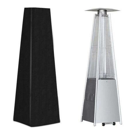 QORVA-Housse de Chauffage de Terrasse,Housse pour Parasol Chauffant Pyramidal Bâche,Bache de Protection pour Chauffage de Terrasse Extérieur Anti-Poussière/Vent,noir (1/4)