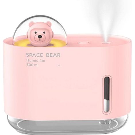 Humidifier for Bedroom  Space Bear Bedroom Humidifier  300ml Cool Mist Humidifier for Kids Room, Auto Shut-Off, Night Light, USB Interface, No Filter