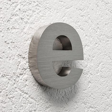 3D Hausnummer e Edelstahl V2A unbeleuchtet Arial (1/5)