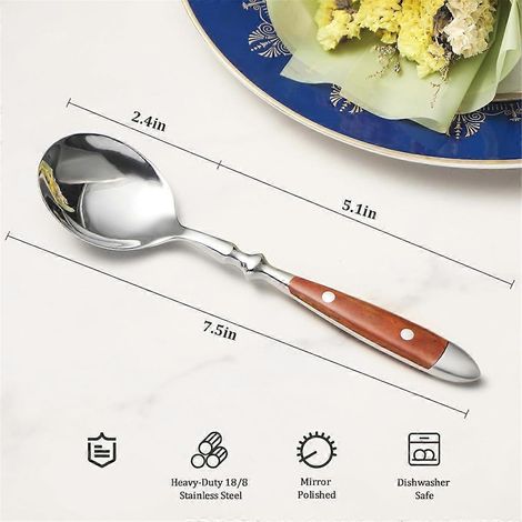 Ensemble de 4 cuillères à soupe, cuillères avec manche confortable en bakélite, (1/5)