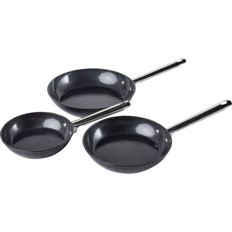 Set of 3 Frying Pans ELITE PRO Black