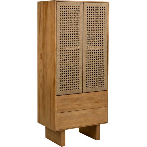 Armario de madera y cuerda trenzada marrón 75x45x170