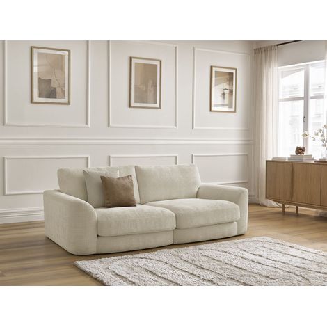 BOBOCHIC - Canapé droit fixe LEONORE tissu texturé Beige