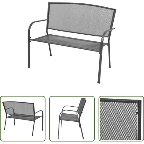 Metallbank - Gartenbank 108 cm Stahl und Drahtgitter Anthrazit (1/5)