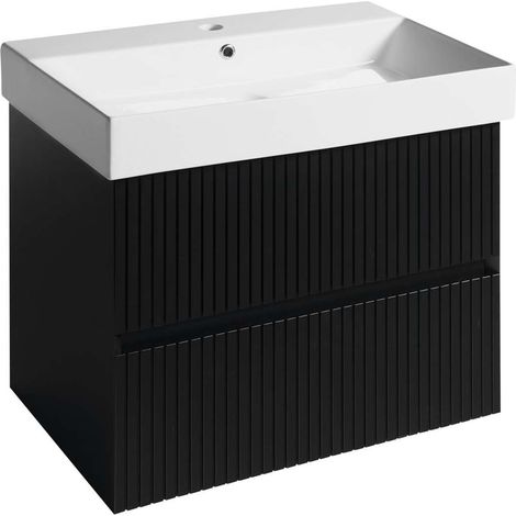Sapho Filena - Meuble pour vasque 67x52x43 cm, 2 tiroirs, noir mat strip FID1270BS (1/5)