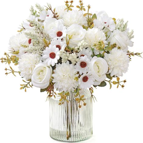 Lot de chrysanthèmes artificiels d'automne portables et réalistes pour décoration mariage d'Halloween Thanksgiving 4 roses (1/4)
