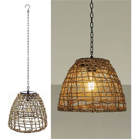 Suspension Solaire Extérieure pour Jardin, Terrasse ou Pergola – Lanterne en Rotin avec Éclairage Chaleureux 3000K (1/3)