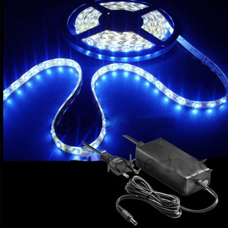 KIT BANDE LED FLEXIBLE 5050 ADHÉSIF 5M AVEC ALIMENTATION 3A BLEU IP65
