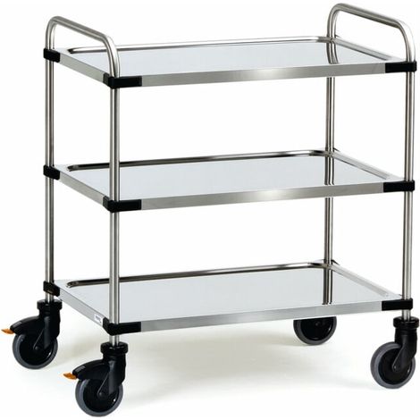 fetra Chariot en acier inoxydable 5019 - Capacité 150 kg, pneus TPE