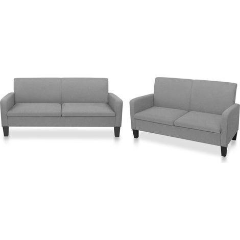 Set di Divani 2 pz in Tessuto Grigio Chiaro vidaXL
