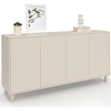 Buffet 160 cm BERTILLE 4 portes bois coloris beige