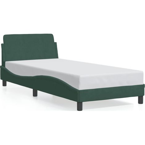 Lit simple,Lit adulte,Cadre de lit Dover vert foncé 80x200 cm velours CFW8474757 (1/5)