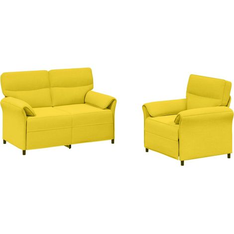 Ensemble de Canapés 2 pc Jaune clair Tissu vidaXL (1/5)