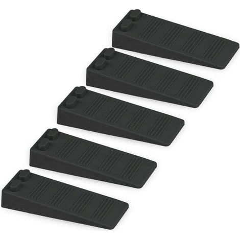5 pièces cale porte caoutchouc souple, Hauteur Reglable Antidérapante bloc, Non Toxique, Non Odeur arrêt de porte, Protège Sols et Murs, Pour Tapis, Béton, parquets (Noir) (1/4)