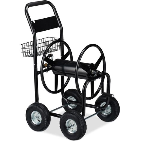 Carrello portagomma da giardinaggio XL stabile 40 x 85 x 57 cm maneggevolezza confortevole in metallo nero 130008150