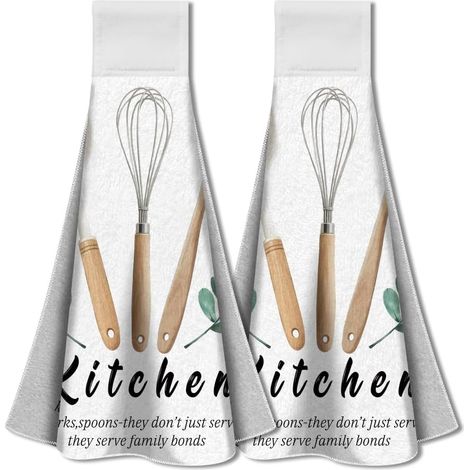 2 essuie Mains de Feuilles de Boucle de Suspension, Serviettes de Cuisine Douces et Absorbantes Campagnard Décoration Artistique Moderne Torchons pour Cuisine Salle de Bain Maison 34.5x31.5cm (1/5)