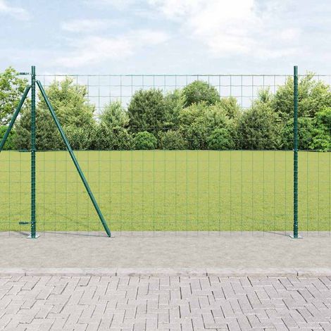 Zaun mit Pfosten Grün 1,4 x 10 m Stahl und PVC