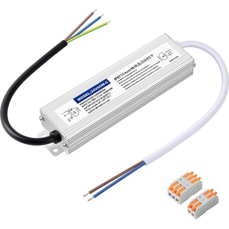 Transformateur LED 24V, Driver 60W, Alimentation 2.5A étanche IP67, Transfo 220V à 24V DC Pour l'éclairage Intérieur et Extérieur (1/5)