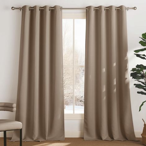 Rideau Occultants Chambre de Fenêtre Solids Lourds/Draperies Cappuccino Obscurcissent Decoration pour Enfants/Adultes, 140 cm X 240 (lxH), 2 Pièces