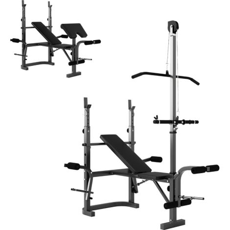 Multi-Exercise Adjustable Weight Bench with Bench Press Rack，for Home Gym Fitness