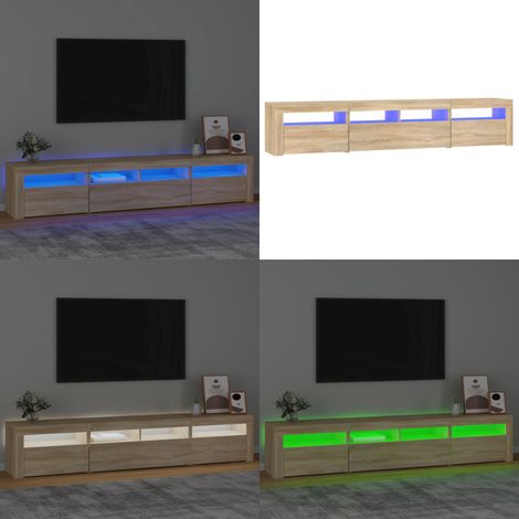 Meuble TV avec lumières LED Chêne sonoma 210x35x40 cm - Meubles Tv - Meuble Tv - Meuble Audiovisuel - Luminaire Led - Étagère Murale - Home & Living (1/5)