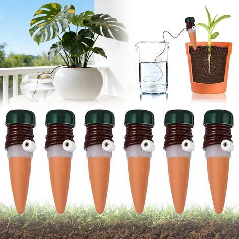 Lot de 6 distributeurs d'eau pour plantes d'intérieur, arroseur automatique, distributeur d'eau automatique pour jardin, plantes et fleurs (1/5)
