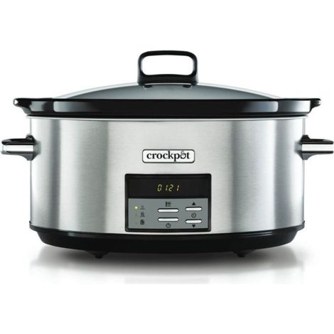 Crock-pot Pentola per Cottura Lenta, Slow Cooker, Extra Large 7.5 litri, fino a 10 Persone, Spegnimento Automatico, 2 Impostazioni Cottura e Funzione Warm automatica, 230 W, Ceramica, Argento (1/8)