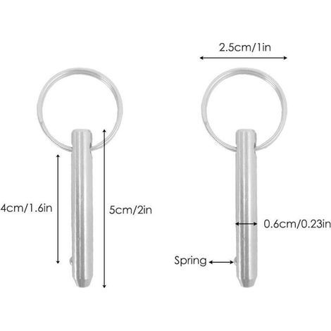 Lot de 4 Goupilles à Dégagement Rapide 6,3 mm × 51 mm avec Longueur Utile 40 mm et Cordons en Acier Inoxydable 316 (1/3)