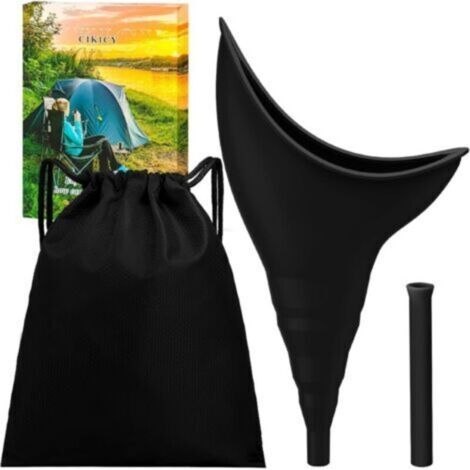 Urinoir de base pour femmes, accessoires de voyage pour camping-car, entonnoir en silicone, toilettes de camping de randonnée, toilettes d'extérieur portables réutilisables pour femmes (noir)