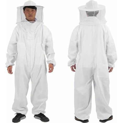 Imkeranzug, Imkeranzug - Professioneller Ganzkörper-Imkeranzug, mit rundem Schleierhut, weiß, Imkereibedarf (Size : XL) (1/4)