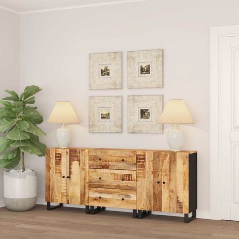 vidaXL Buffets 3 pcs Bois de manguier brut (1/5)
