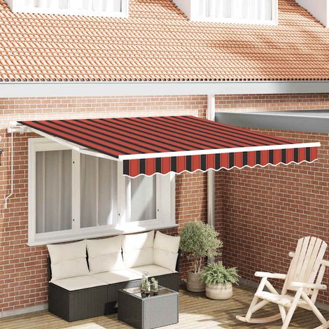 Toldo Retráctil Naranja y Marrón 300 x 250 cm Poliéster, Metal