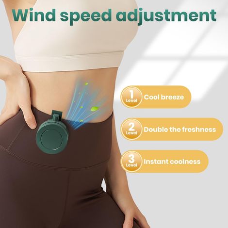 Mini-Ventilator, tragbar und leise, ohne Rotorblätter, 3-stufiger Clip-Ventilator, geeignet als Geschenk für Outdoor-Reisen, dunkelgrünes Hemd.