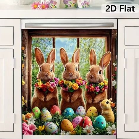 Décoration de Pâques pour la maison : aimants lapin et citrouille pour four, lave-linge, lave-vaisselle et réfrigérateur, imprimés en 2D - Aimant de qualité supérieure