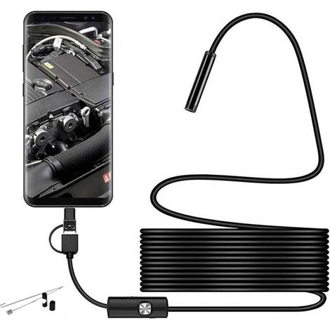 5 m, telecamera di ispezione USB 3 in 1 con connettore Type C, 6 luci LED regolabili, telecamera di ispezione (1/4)