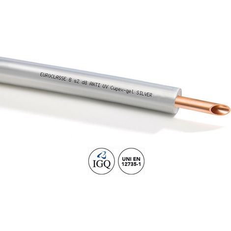 Tubo di rame CUPEX GEL SILVER ø1/2" x 1 (d. 12,70 mm) rivestito da guaina.  Spessore rivestimento 7 mm. Per climatizzazione. (prezzo a metro - minimo acquistabile 50 metri e multipli) (1/3)