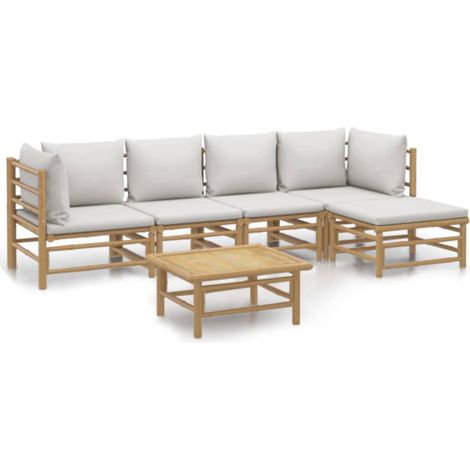 Maison Exclusive - 6-tlg. Garten-Lounge-Set mit Hellgrauen Kissen