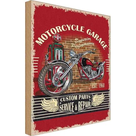 Panneau en bois 40x30 cm Garage moto Service Atelier automobile (1/4)